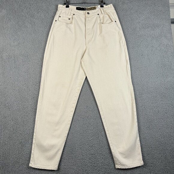 NY Line Jeans Womens Size 14 Speckled Ivory Vintage Mom Fit Button Fly Tapered - Picture 2 of 14